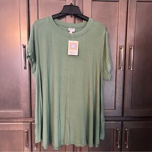 LuLaRoe Green Erika Women's Swing Tunic Peasant Blouse Top XL